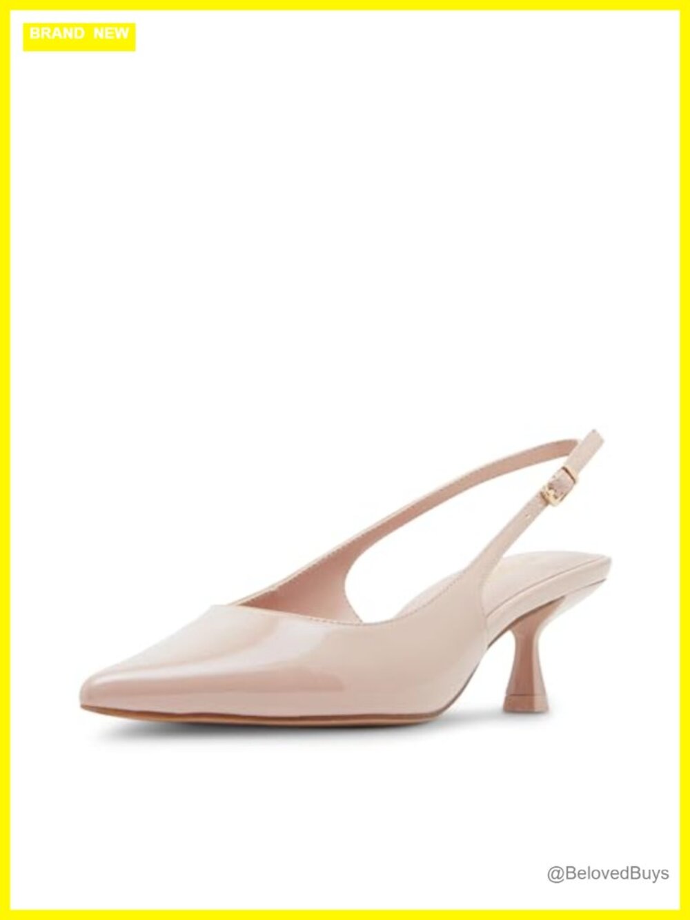 Kitten Heel Slingback Pointed Toe Pump PU Lining Cushioned Buckle